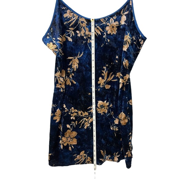 Vintage 90s Secret Treasures Women's Blue Velvet Floral Nightgown Babydoll Large - Picture 8 of 8